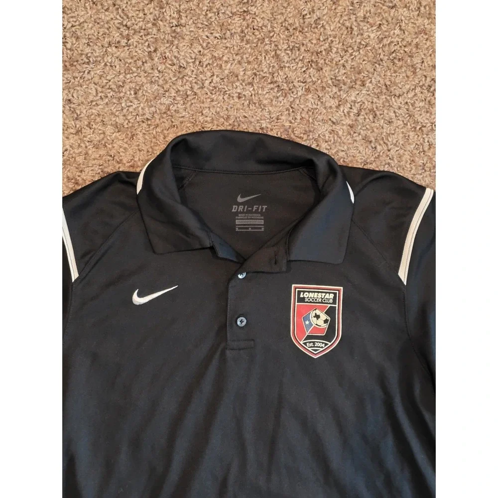 Nike Dri-FIT Lonestar Soccer Club Polo Shirt Men's Size Medium Black Athletic